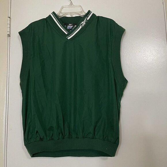 Vintage Reebok Green windbreaker Varsity Pullover vest size Medium - Picture 1 of 6